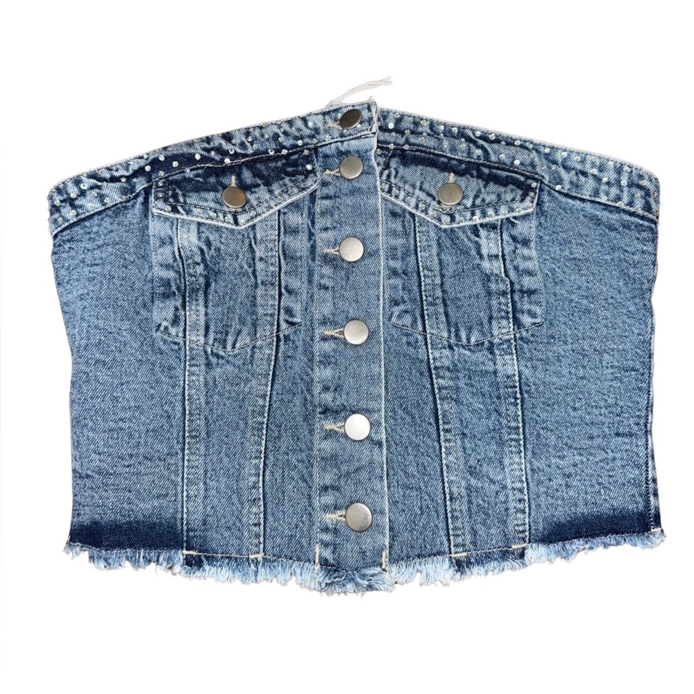 Truth Blue Denim Button-Up Corset Top